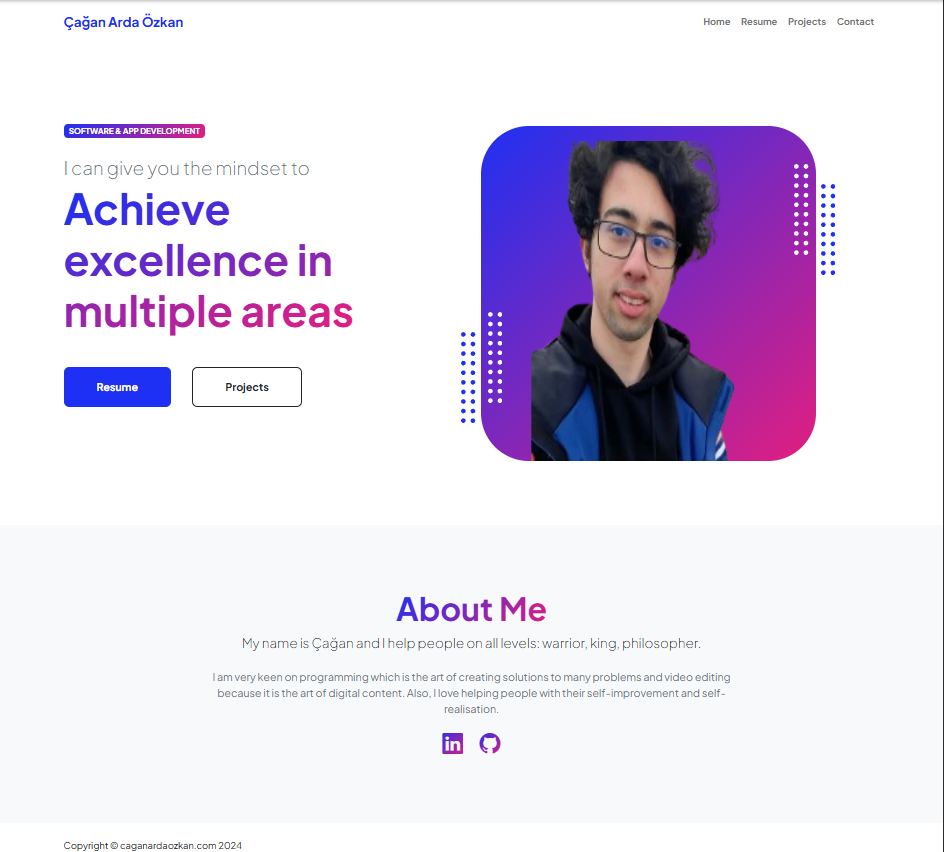 Screenshot of portfolio website